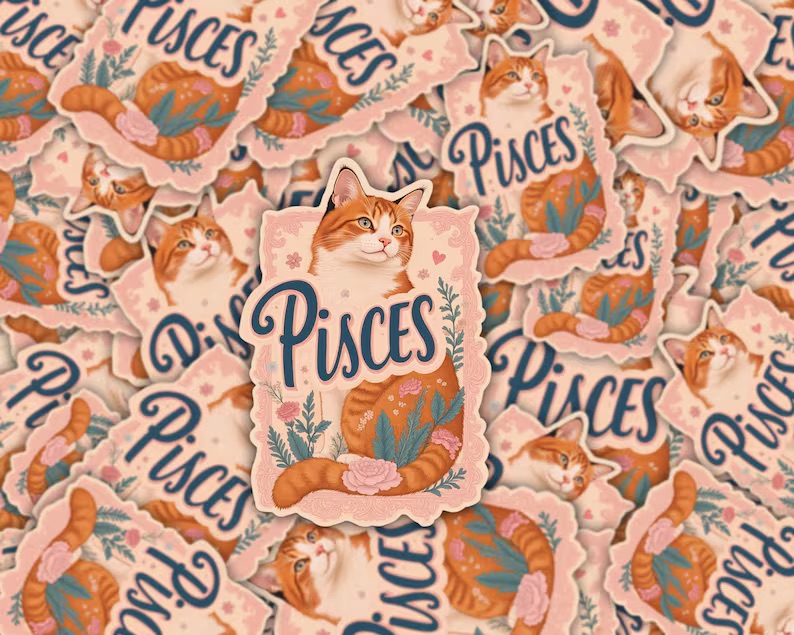 Pisces Cat Zodiac Sticker