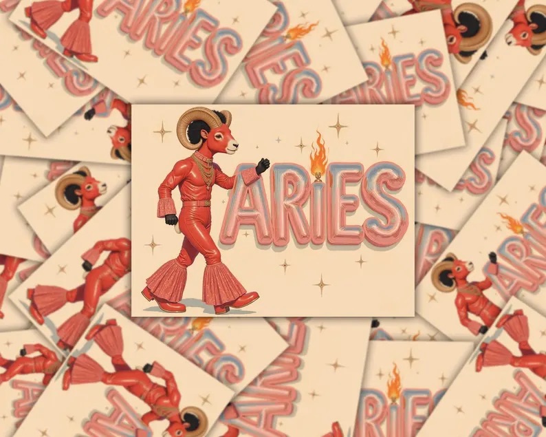 Retro 70s Aries Sticker