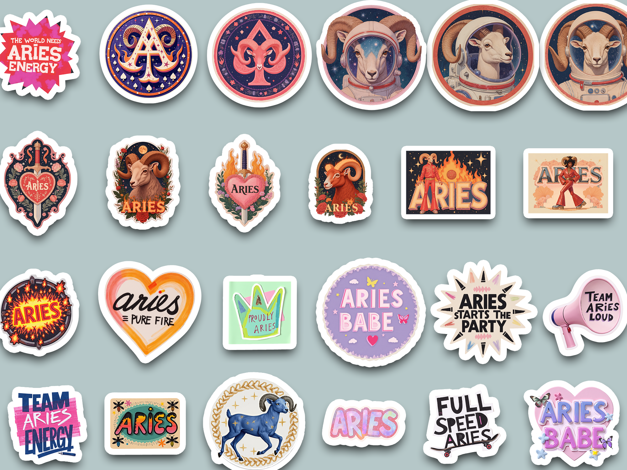 Complete Aries Sticker Collection — 25 zodiac sticker mega bundle