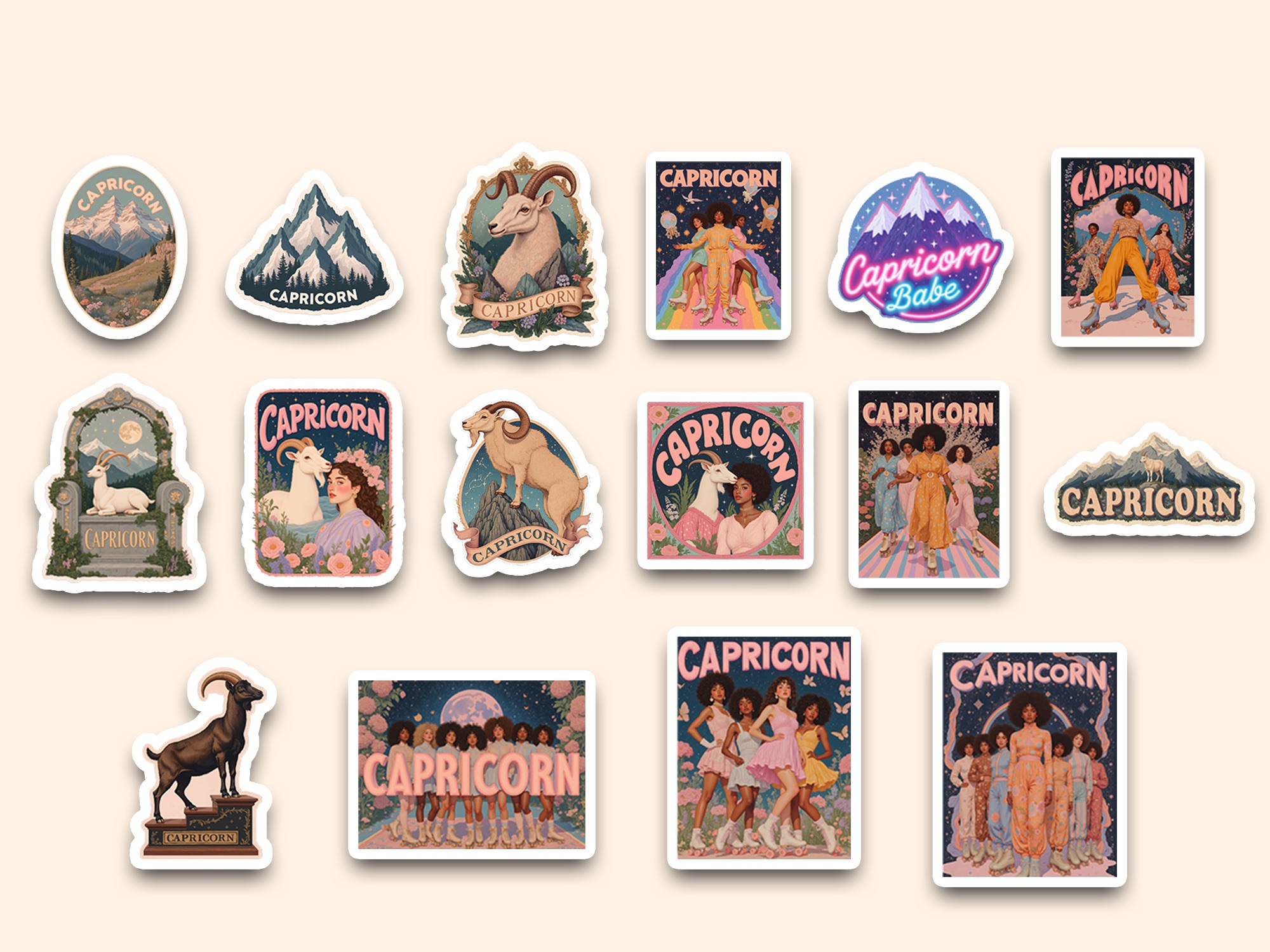 Bold Capricorn sticker collection
