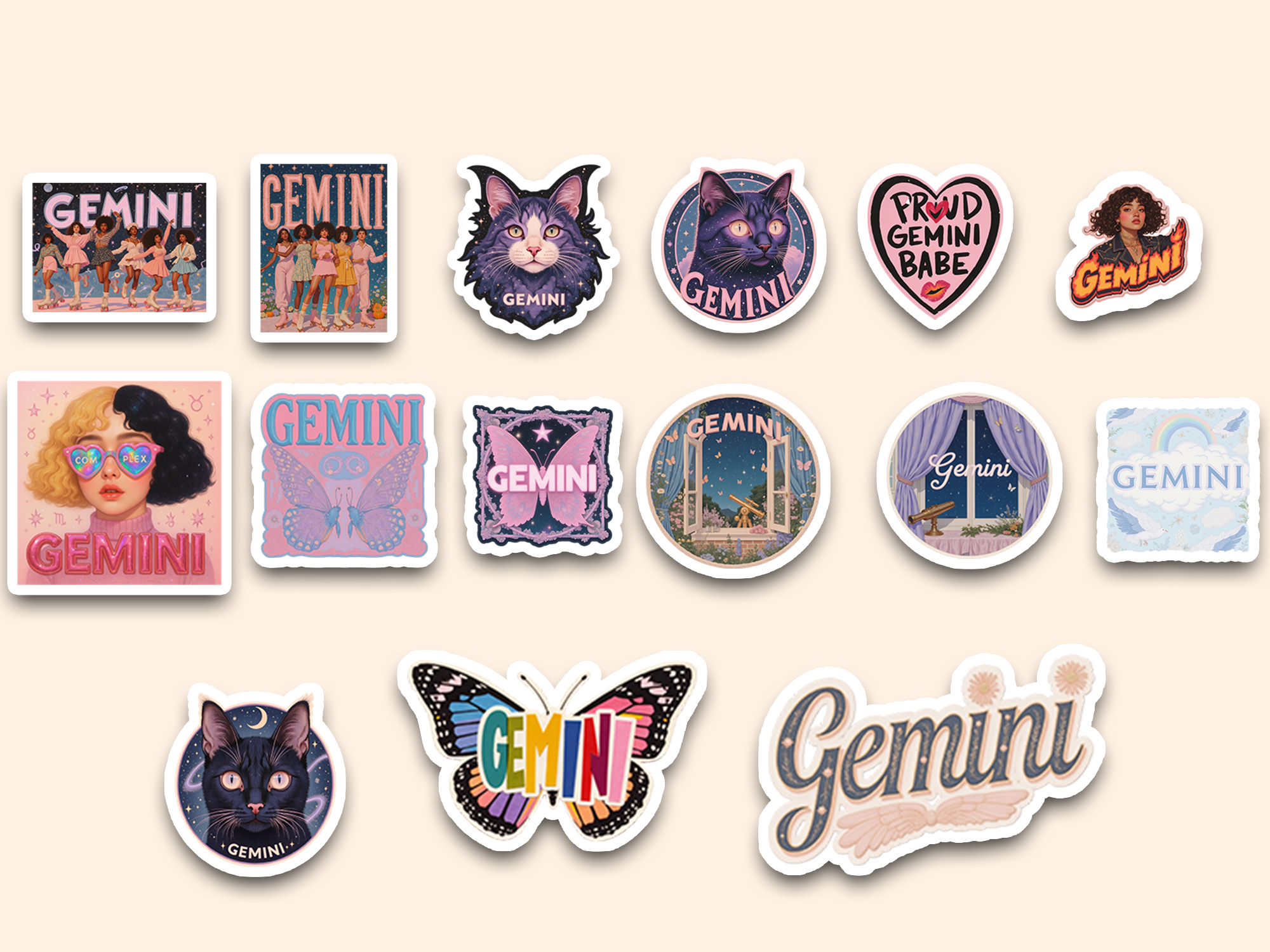 Bold Gemini Collection sticker bundle