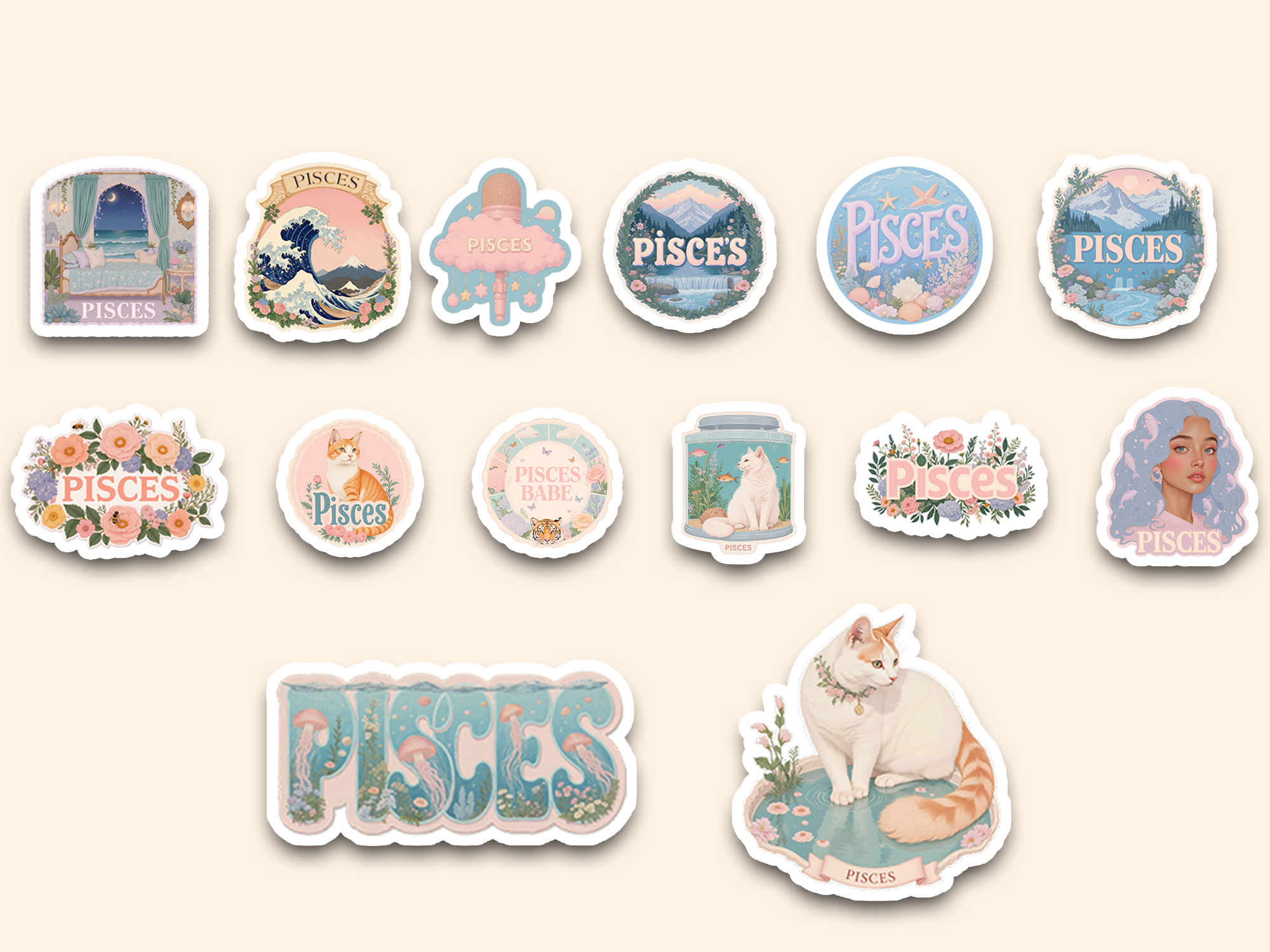 Soft Pisces sticker collection